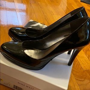 Black patent leather heels